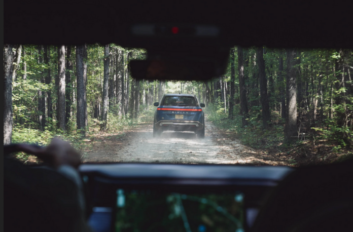 rivian electric vehicle on the road